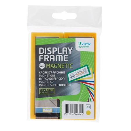 Ramka magnetyczna Tarifold naścienna 120x45mm zestaw 4 sztuki żółty