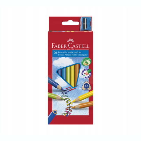 Kredki ołówkowe Faber Castell 20 kolorów Jumbo trójkątne z temperówką