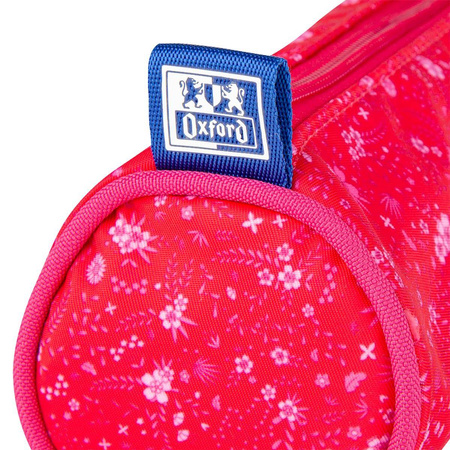 Piórnik tuba Oxford Floral ciemno różowy