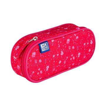 Piórnik saszetka z klapką Oxford Floral ciemno różowy