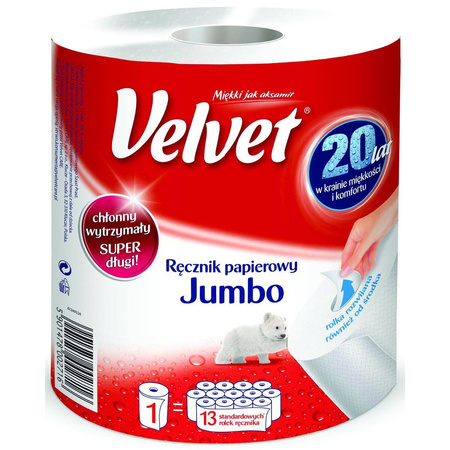 Ręczniki papierowe w roli celulozowe Velvet Jumbo 2 warstwowe