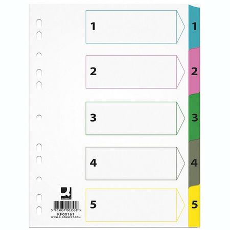 Przekładki do segregatora A4 numeryczne kartonowe 1-5 Q-Connect Mylar