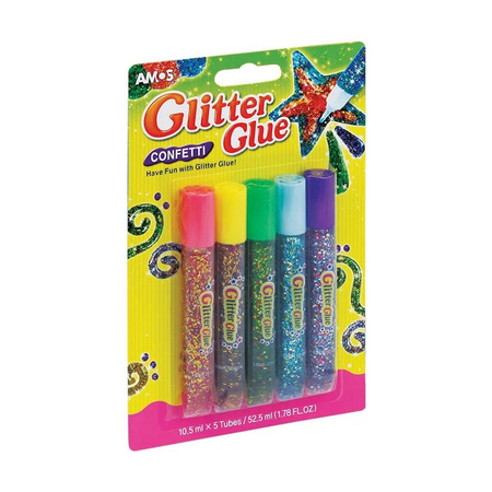 Klej z brokatem 10.5 ml 5 kolorów Amos