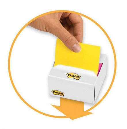 Podajnik do bloczków Post-it 3M kartonowy + bloczek różowo żółty