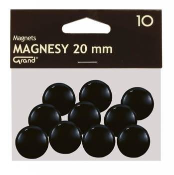 Magnesy Grand średnica 20mm 10 sztuk czarny