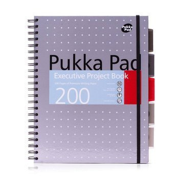 Kołozeszyt A4 w kratkę 200 stron Pukka Pad Executive Project Book Metallic srebrny