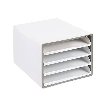 Szafka plastikowa na dokumenty Yellow One 4 szuflady otwarte YL-SP04NF szary