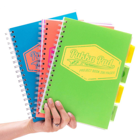 Kołozeszyt B5 w kratkę 200 stron Pukka Pad Project Book Neon zielony