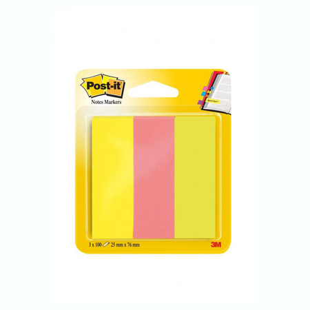 Zakładki indeksujące Post-it 3M neonowe 3 bloczki x 100 kartek 26x76 mm 671/3