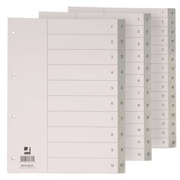 Przekładki do segregatora A4 numeryczne szare 1-12 Q-Connect
