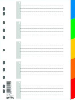 Przekładki do segregatora A4 kolorowe 5 kartek Donau