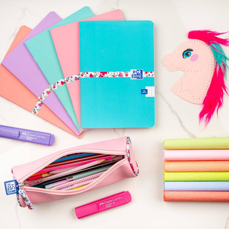 Piórnik tuba Oxford Floral jasno różowy