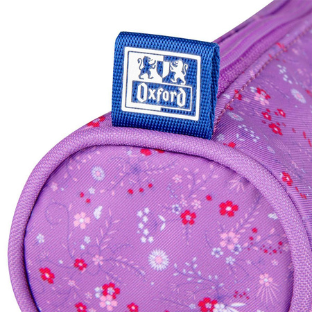 Piórnik tuba Oxford Floral ciemno fioletowy