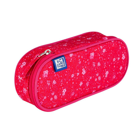 Piórnik saszetka z klapką Oxford Floral ciemno różowy