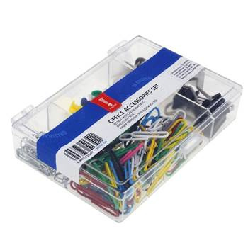 Zestaw biurowy spinacze pinezki klipy Memobe 153 sztuki