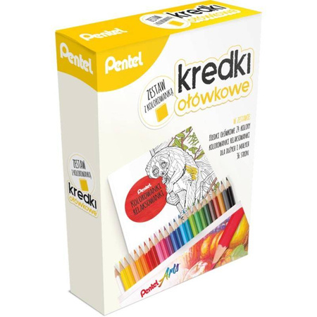 Zestaw kredki ołówkowe Pentel 24 kolory + kolorowanka