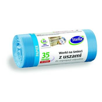 Worki na śmieci z uszami Stella do segregacji odpadów papierowych 35l