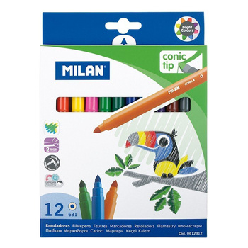 Flamastry Milan 12 kolorów ze stożkową końcówką