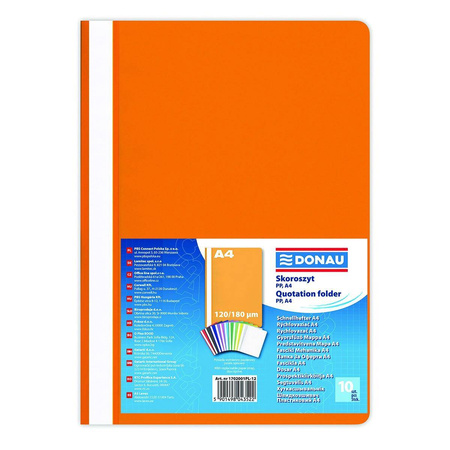 Skoroszyt plastikowy Donau A4 pomarańczowy