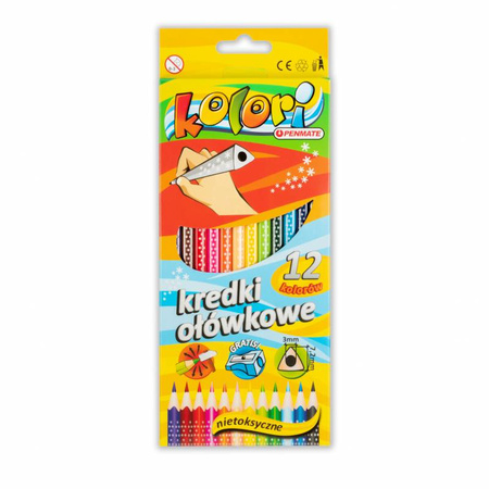 Kredki ołówkowe Kolori Premium trójkątne 12 kolorów