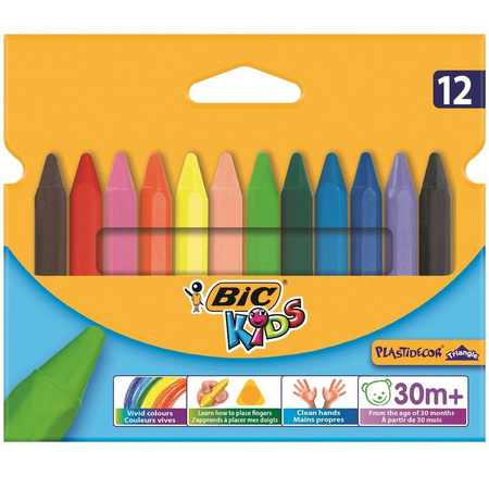 Kredki świecowe Bic Kids Plastidecor Triangle 12 kolorów