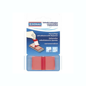 Zakładki indeksujące Donau 25x45mm 50 kartek czerwony