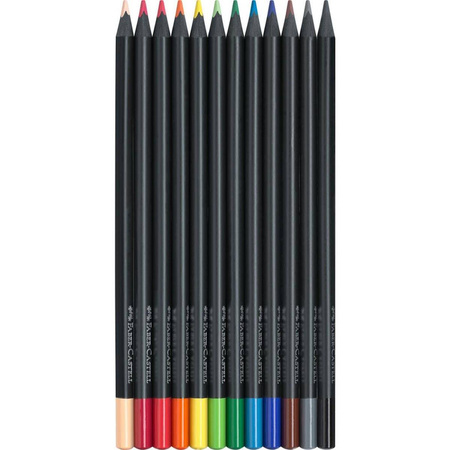 Kredki trójkątne Faber Castell Black Edition 12 kolorów metalowe opakowanie