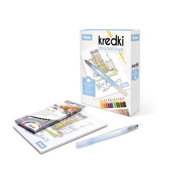 Zestaw akwarelowy kredki z pędzelkiem wodnym Pentel