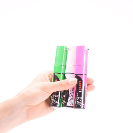 Marker kredowy Uni PWE-8K końcówka ścięta biały