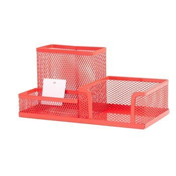Organizer na biurko metalowy 3 komory Q-Connect czerwony