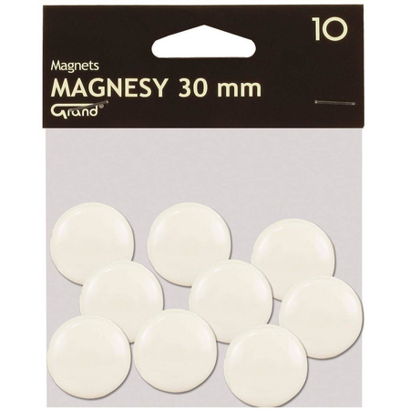Magnesy Grand średnica 30mm 10 sztuk biały