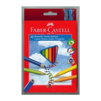 Kredki ołówkowe Faber Castell 30 kolorów Jumbo trójkątne z temperówką