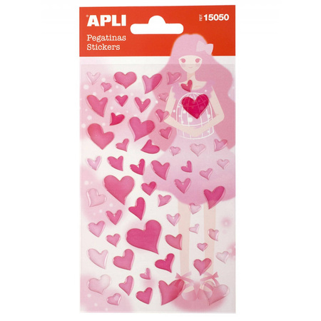 Naklejki Apli Hearts z brokatem różowe