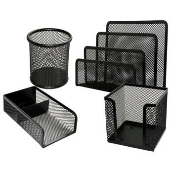 Organizer na biurko metalowy 4 elementy zestaw Profice czarny