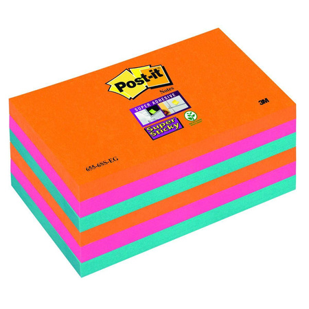 Karteczki samoprzylepne 127x76mm Post-it Super Sticky promienne kolory