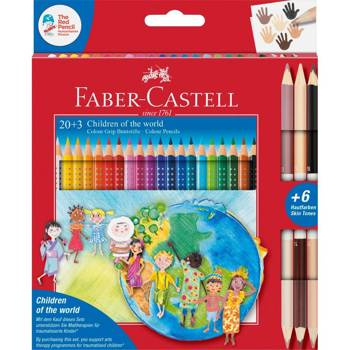 Kredki trójkątne Faber Castell Edycja Children of the world 20 kolorów + 3 kredki dwustronne