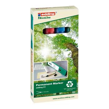 Marker permanentny Edding 21 ekologiczny końcówka okrągła zestaw 4 sztuki