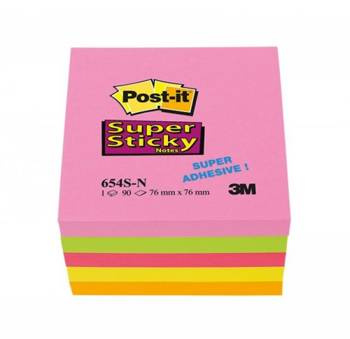 Karteczki samoprzylepne 76x76mm Post-it Super Sticky neonowe