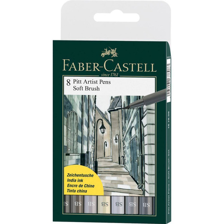 Zestaw pisaków Pitt Artist Pen Soft Brush Faber Castell 8 kolorów