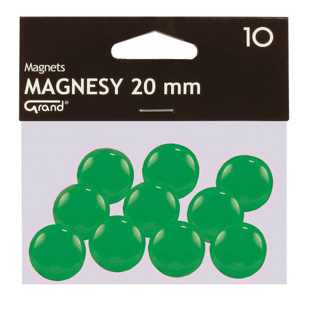 Magnesy Grand średnica 20mm 10 sztuk zielony