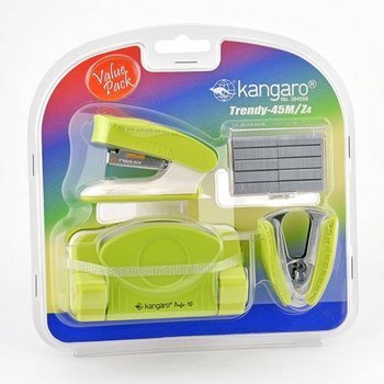 Zestaw Kangaro dziurkacz zszywacz rozszywacz zszywki zielony