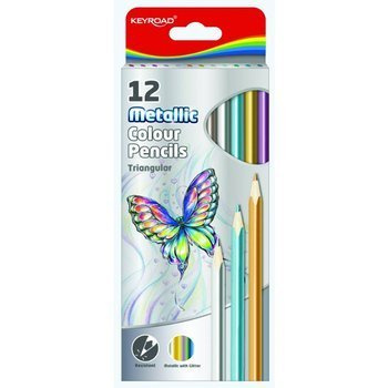 Kredki ołówkowe Keyroad trójkątne metaliczne 12 kolorów