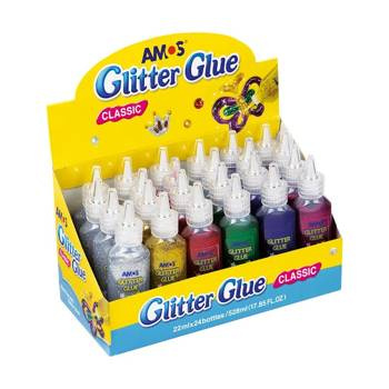 Klej z brokatem 22ml 6x4 kolorów Amos