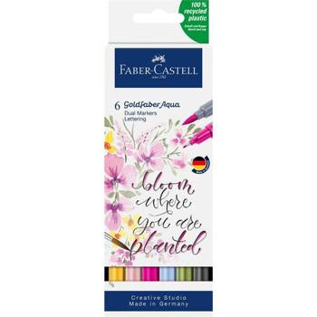 Pisak akwarelowy Faber Castell Goldfaber Aqua zestaw lettering 6 sztuk