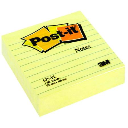 Karteczki samoprzylepne w linie 101x101mm Post-it 3M 3x70 kartek XL