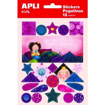 Etykiety na zeszyt Apli w bloczku z naklejkami dla dziewczynek