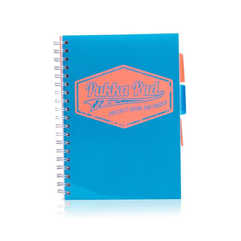 Kołozeszyt A5 w kratkę 200 stron Pukka Pad Project Book Neon niebieski