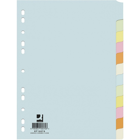 Przekładki do segregatora A4 12 kartek kartonowe kolorowe Q-Connect