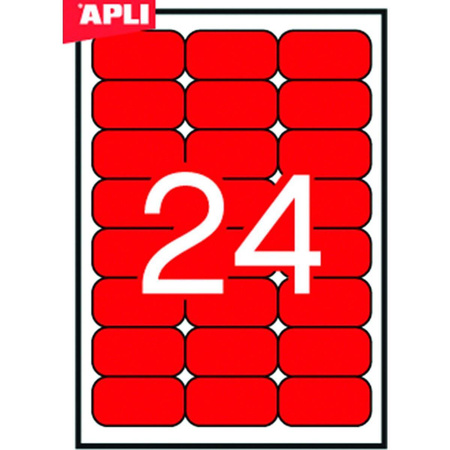 Etykiety samoprzylepne Apli kolorowe A4 70x37mm czerwone