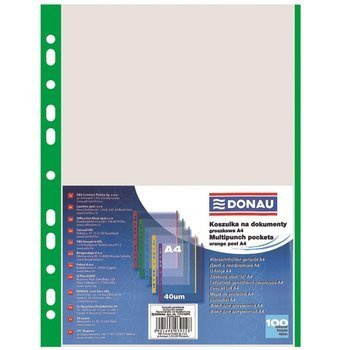 Koszulki na dokumenty Donau A4 groszkowe z kolorowym brzegiem zielony